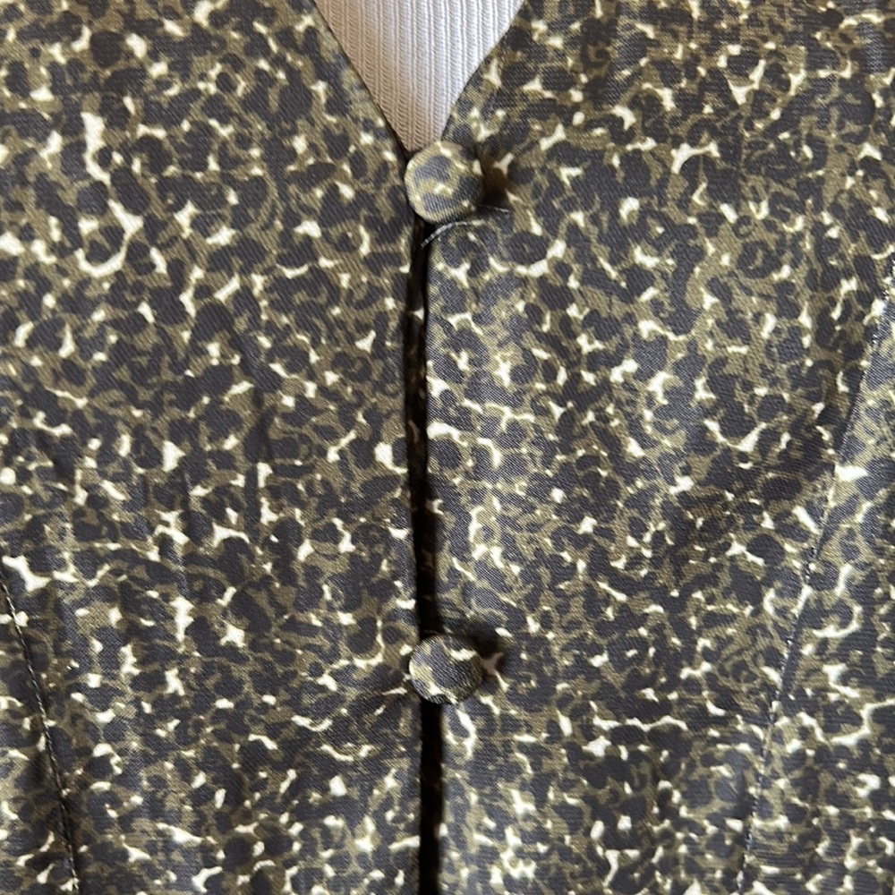 Anthropologie Womens Leopard Print Top Mitzi Boho Large Green Olive Stretch - Picture 10 of 12